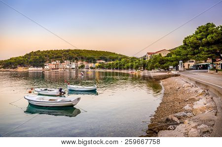 Peaceful Morning In Touristic Drvenik Village, Croatia