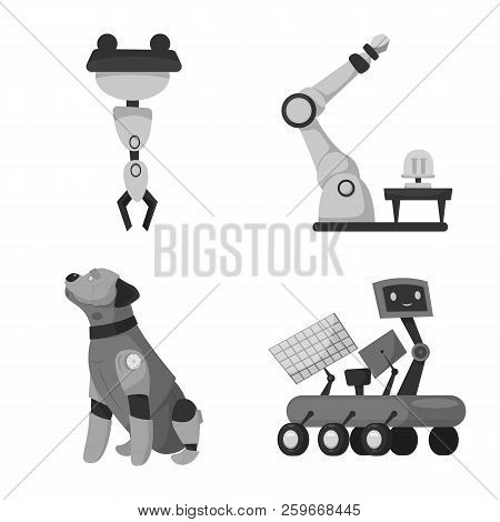 Vector Design Of Robot And Factory Icon. Set Of Robot And Space Vector Icon For Stock.