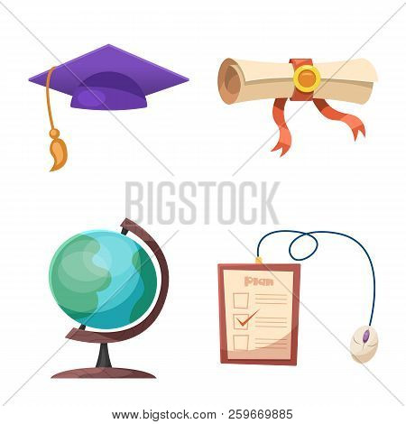 Vector Illustration Of Education And Learning Symbol. Set Of Education And School Vector Icon For St