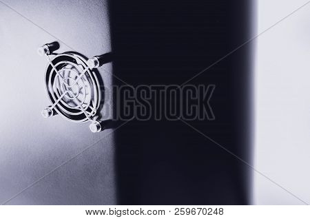 Cooling Cpu Cooler On A Dark Casing. Cooling Fans Are Illuminated