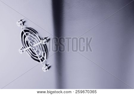 Cooling Cpu Cooler On A Dark Casing. Cooling Fans Are Illuminated