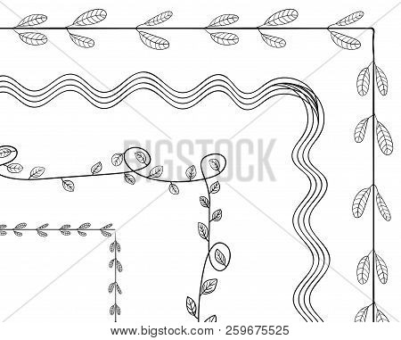 Vector Doodle Hand Drawn Frames Set, Black Drawings On White Background.
