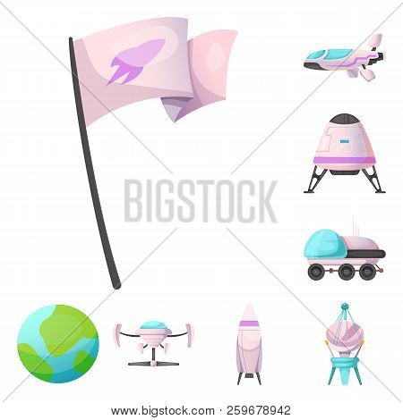 Vector Illustration Of Mars And Space Symbol. Set Of Mars And Planet Vector Icon For Stock.