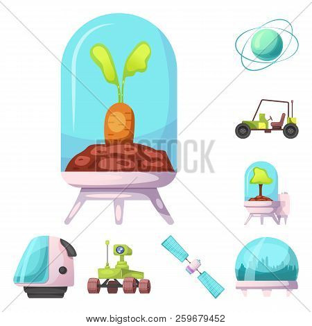 Vector Design Of Mars And Space Logo. Collection Of Mars And Planet Vector Icon For Stock.