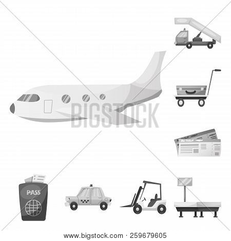 Vector Illustration Of Airport And Airplane Icon. Set Of Airport And Plane Stock Vector Illustration