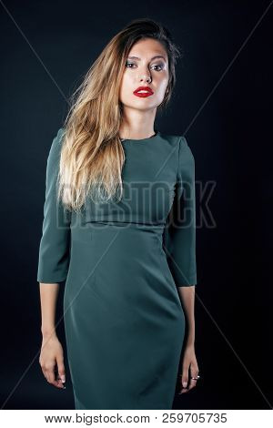 Young Blond Real Woman Emotional In Depression Dark Indoor