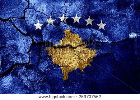 Kosovo Rusted Texture Flag, Rusty Background, Rustic Flag