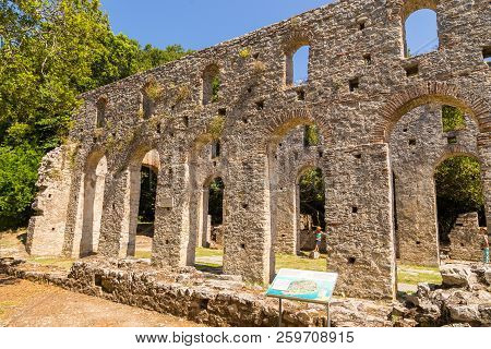 Butrint, Albania- 29 June 2014: Remains Of A Christian Basilica From The 6th Century In Buthrotum, A