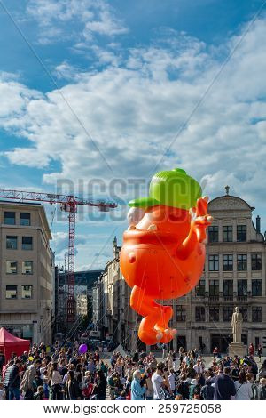Brussels, Belgium - September 15,2018 : Brussels Celebrates The Comic Strip Festival With Exhibition