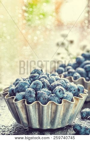 Summer Honeysuckle Berries In Metal Forms For Baking