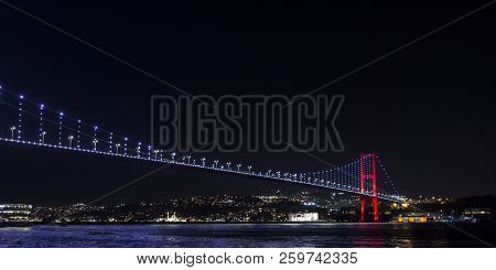 A Lighted Bosphorus Bridge View From Otakoy