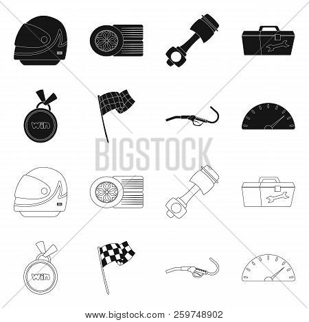 Vector Design Of Car And Rally Symbol. Collection Of Car And Race Vector Icon For Stock.