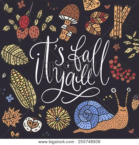 6561998 Cozy Fall Vector Illustration. Autumn Vector Lettering Card.