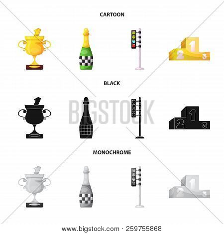 Vector Illustration Of Car And Rally Logo. Set Of Car And Race Vector Icon For Stock.