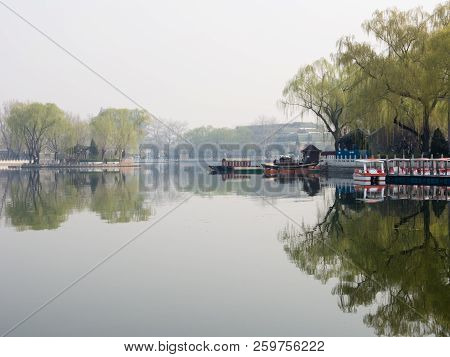 Morning Mist Over Houhai Lake In Old Beijing