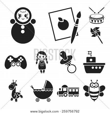 Children S Toy Black Icons In Set Collection For Design. Game And Bauble Vector Symbol Stock Web Ill
