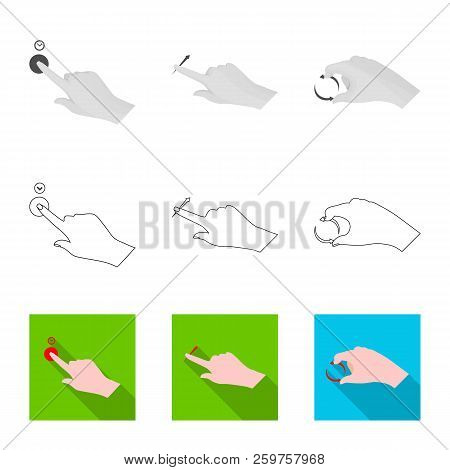 Vector Design Of Touchscreen And Hand Icon. Collection Of Touchscreen And Touch Vector Icon For Stoc