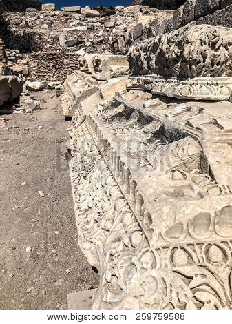 Ruins and archaeological site of Knidos, city of ancient greece  