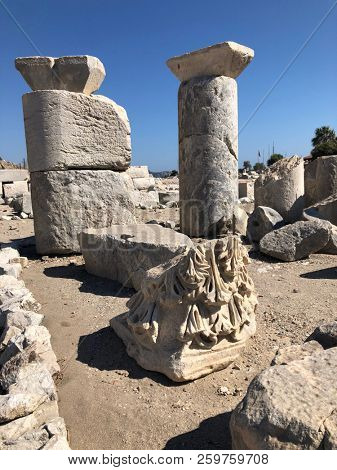 Ruins and archaeological site of Knidos, city of ancient greece  