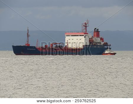 Vladivostok, Primorsky Kray / Russia - September 23 2018: Oil Product Tanker Taganroga At Anchor And