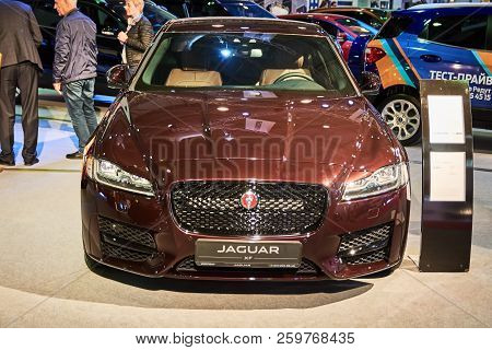 Krasnoyarsk, Russia - September 22, 2018: Exhibition Motor Expo Show Carjaguar Xf. Front View.