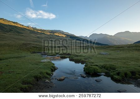 River In Baqueira In Summer, Valle De Aran