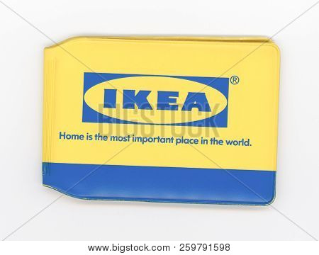 London, Uk - Circa September 2018: Ikea Advertisement On Cardholder