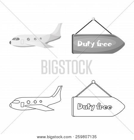 Vector Illustration Of Airport And Airplane Logo. Set Of Airport And Plane Stock Vector Illustration