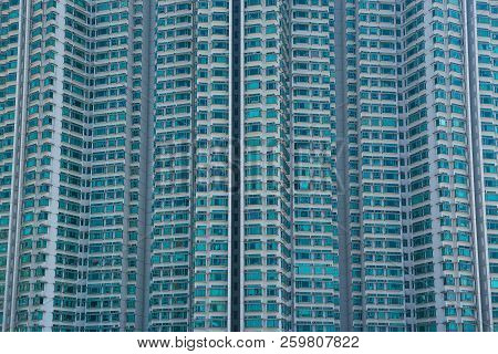Hong Kong, China - November 03 2017. Part Of Multi-storey Residential Building In Hong Kong. Housing