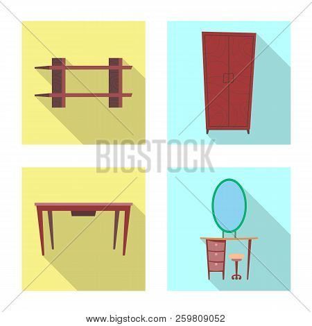Vector Design Of Furniture And Apartment Icon. Set Of Furniture And Home Vector Icon For Stock.