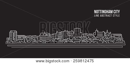 Cityscape Building Line Art Vector Illustration Design - Nottingham City