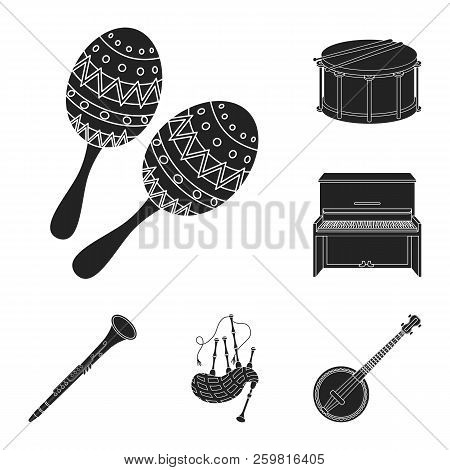 Musical Instrument Black Icons In Set Collection For Design. String And Wind Instrument Vector Symbo