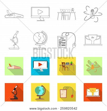Vector Illustration Of Education And Learning Symbol. Set Of Education And School Stock Symbol For W