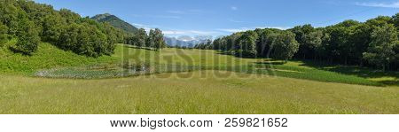 Charming Pond In The Picturesque Park At Malcantone Valley On Switzerland