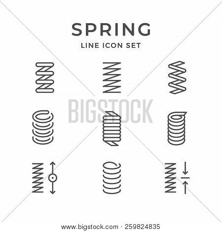 Set Line Icons Of Spring Isolated On White. Vector Illustration
