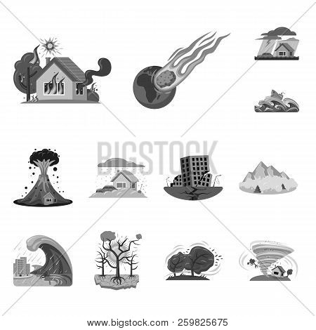 Isolated Object Of Natural And Disaster Symbol. Collection Of Natural And Risk Stock Vector Illustra