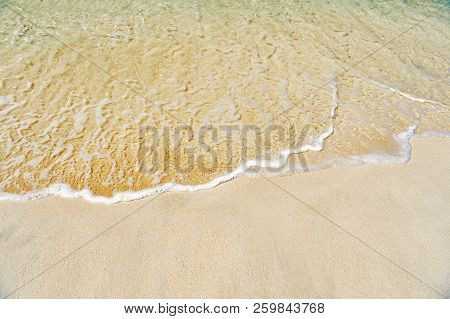Beautiful Marine View On Aribbean Sea Coast Line With Clean Wavy Surf Ocean Water On Sandy Beach In 