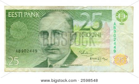 ตั๋ว 25 Kroon เอสโตเนีย 1991