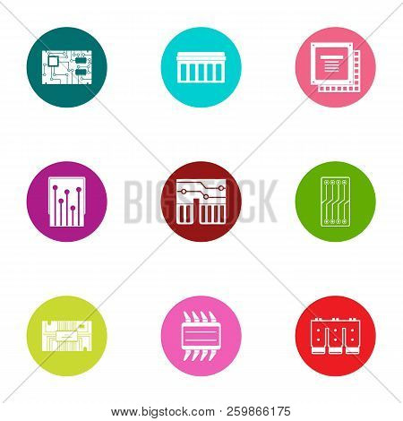 Integrated Circuit Icons Set. Flat Set Of 9 Integrated Circuit Vector Icons For Web Isolated On Whit