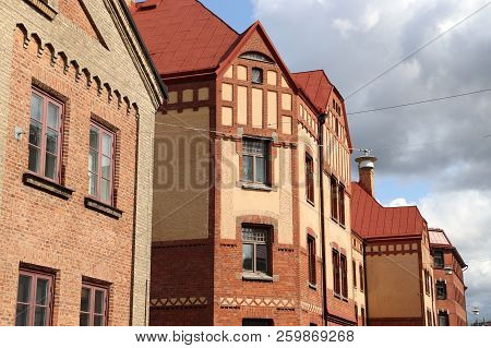 Gothenburg City In Sweden. Haga District Brick Architecture.