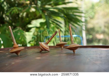 Various Types Wooden Gasing Or Top Spinning From Yogyakarta, Indonesia