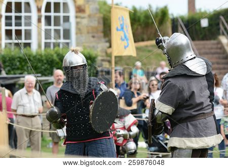 Duel Between Fighters In Medieval Dress From East And West
