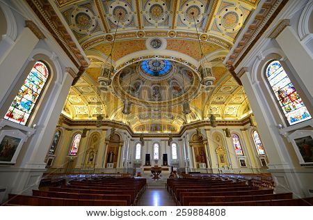 San Jose, Ca, Usa - Mar. 12, 2014: San Jose Cathedral Basilica Of St. Joseph Was Built In 1885 In Do