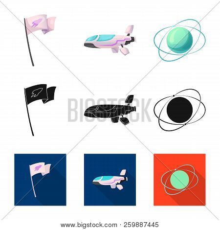 Vector Illustration Of Mars And Space Logo. Collection Of Mars And Planet Vector Icon For Stock.