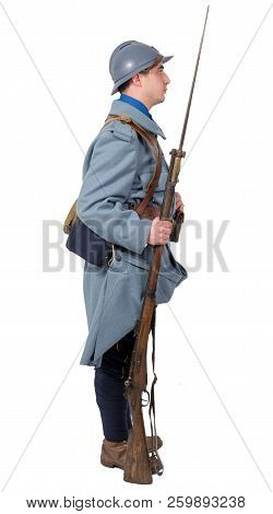 A French Soldier 1914 1918 Isolated On White Background