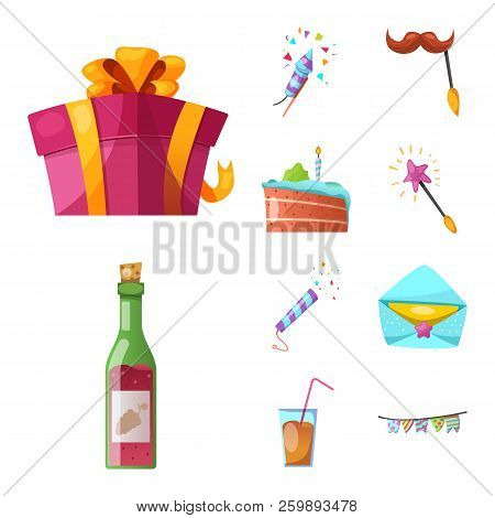 Isolated Object Of Party And Birthday Logo. Collection Of Party And Celebration Stock Vector Illustr
