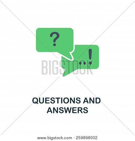 Questions And Answers Flat Icon. Monochrome Style Design From Online Education Icon Collection. Ui A