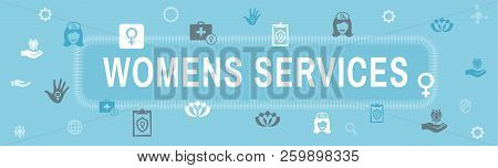 Women's Health Services Icon Set Web Header Banner - Abstract Design Obgyn / Salon Set