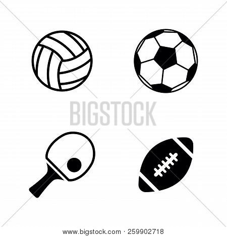 Sport Balls. Simple Related Vector Icons Set For Video, Mobile Apps, Web Sites, Print Projects And Y