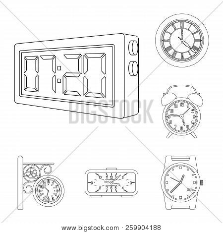 Vector Design Of Clock And Time Symbol. Collection Of Clock And Circle Stock Vector Illustration.